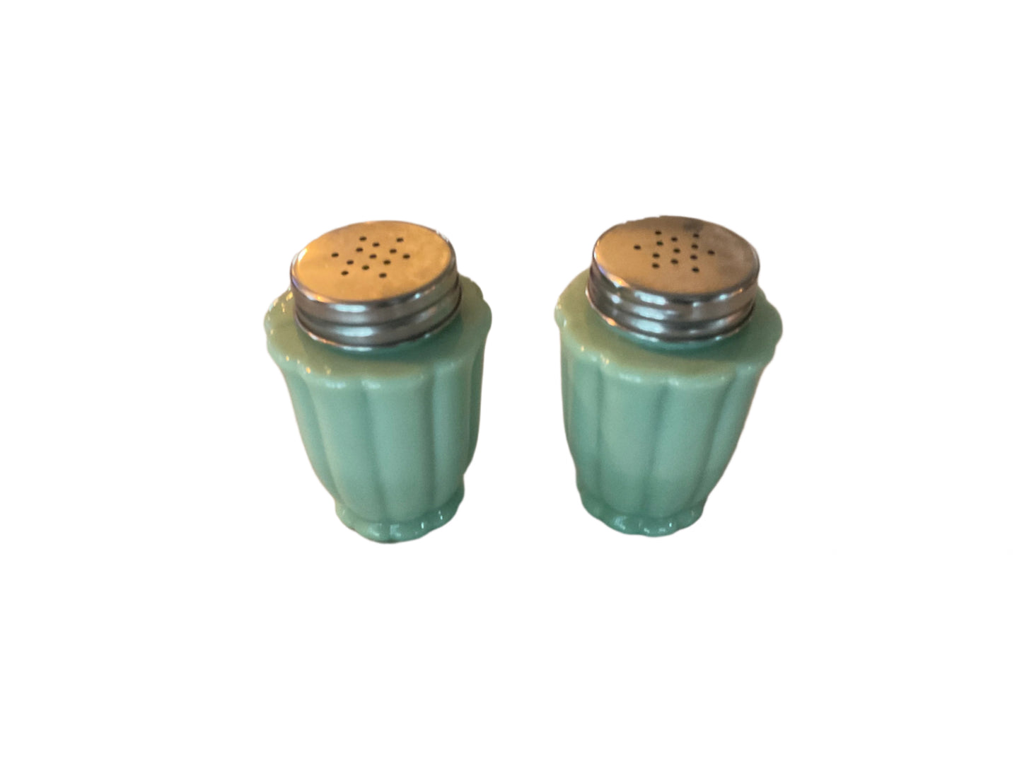 Green salt and pepper shakers
