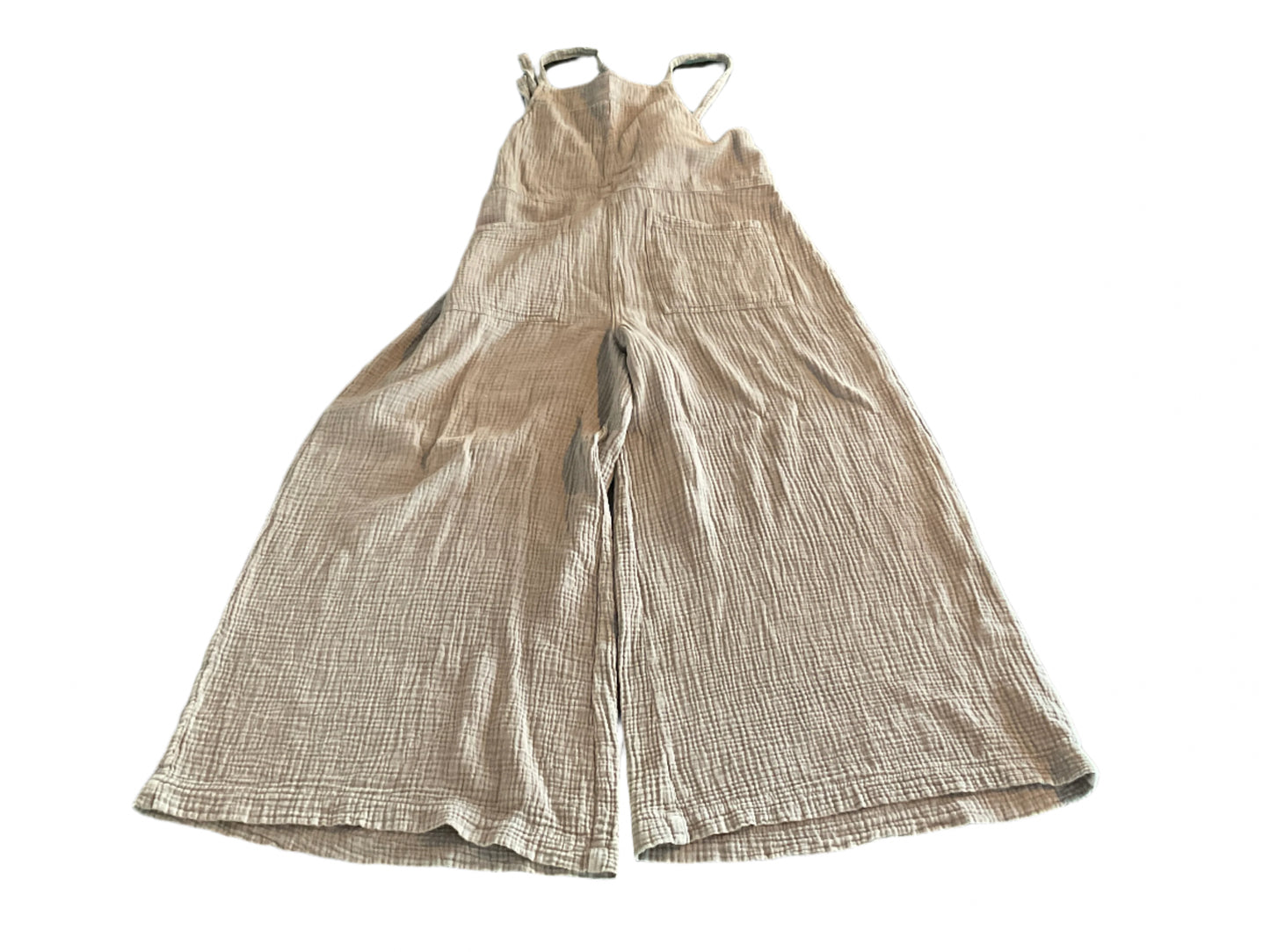 Brown linen overalls in size S