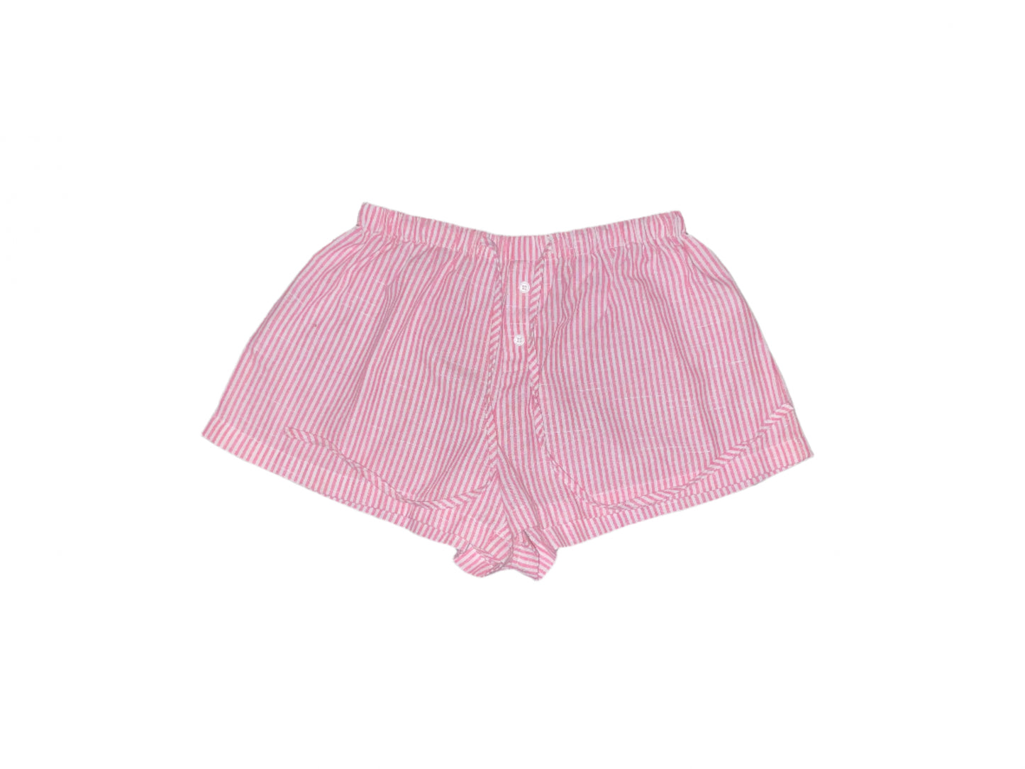 Pink and white striped pajama shorts