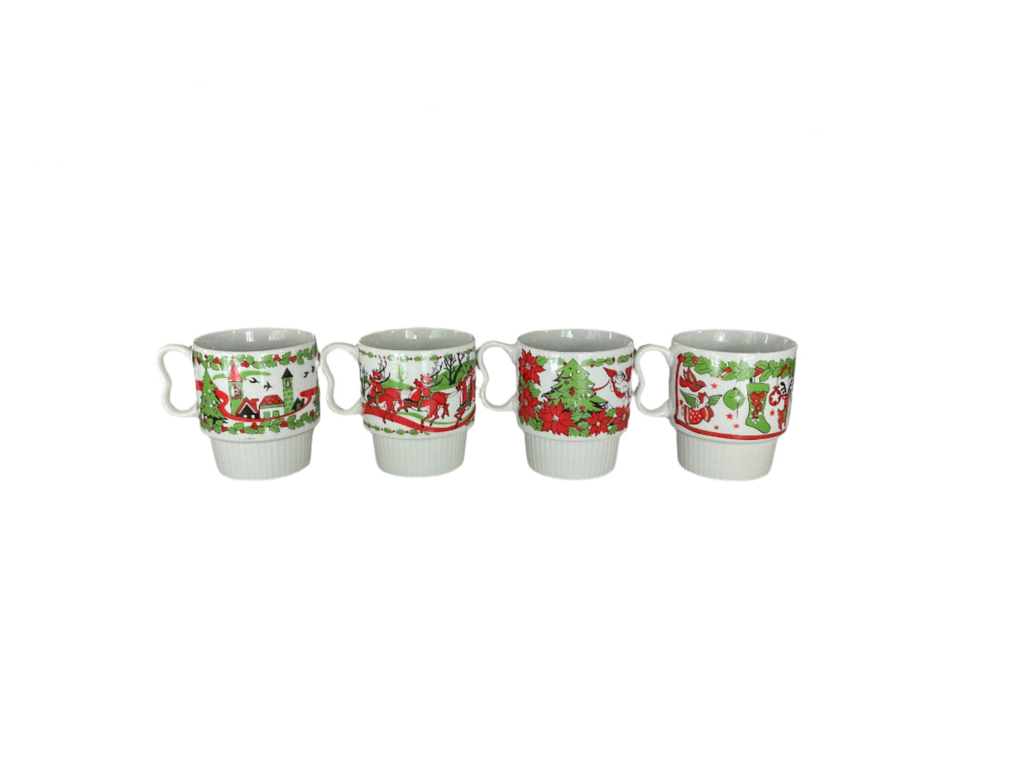 a set of vintage Santa Claus mugs,