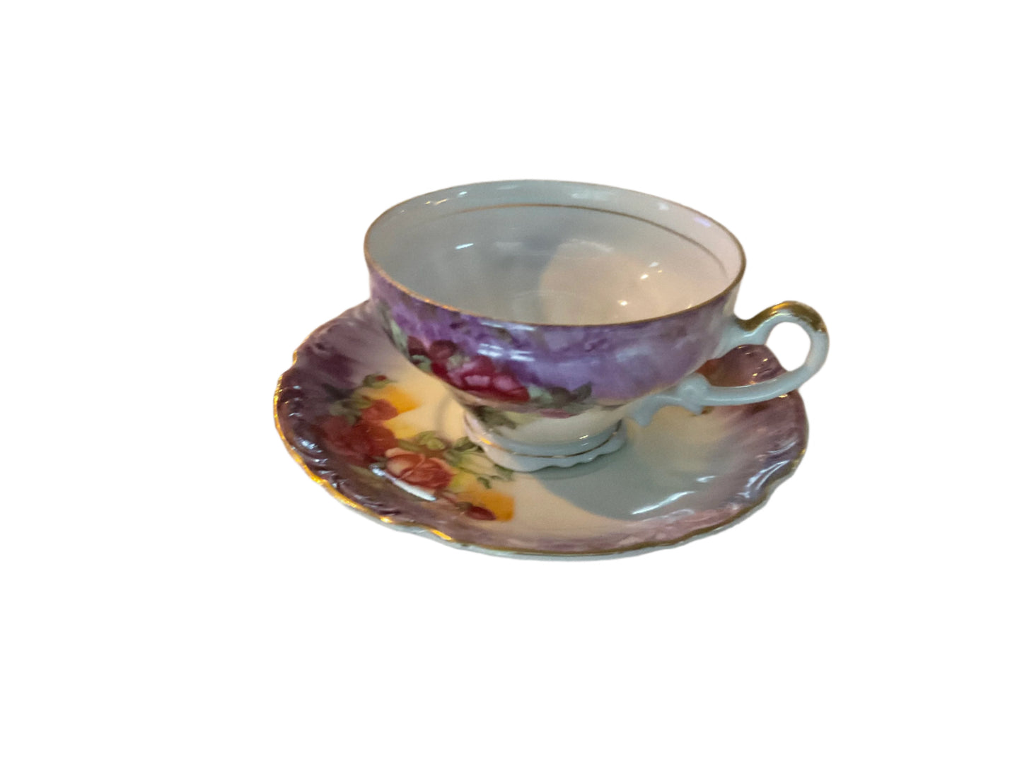 Purple floral teacup set