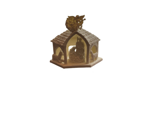 Jesus In A Manger nativity tea light candle holder