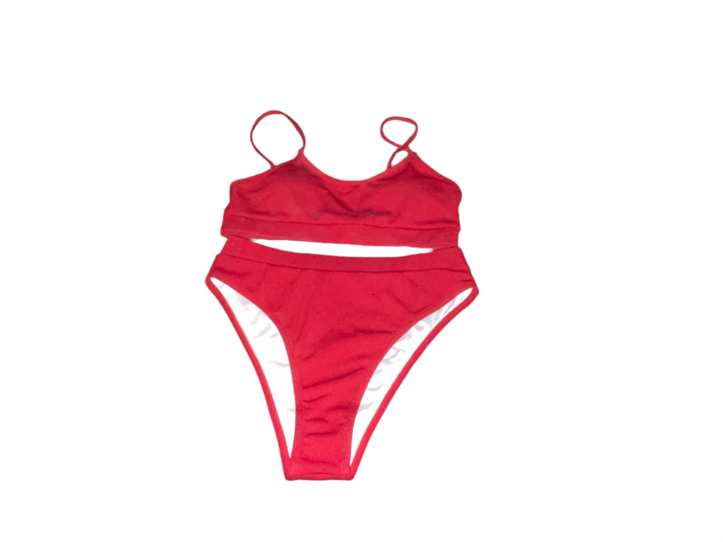 red swimsuit set