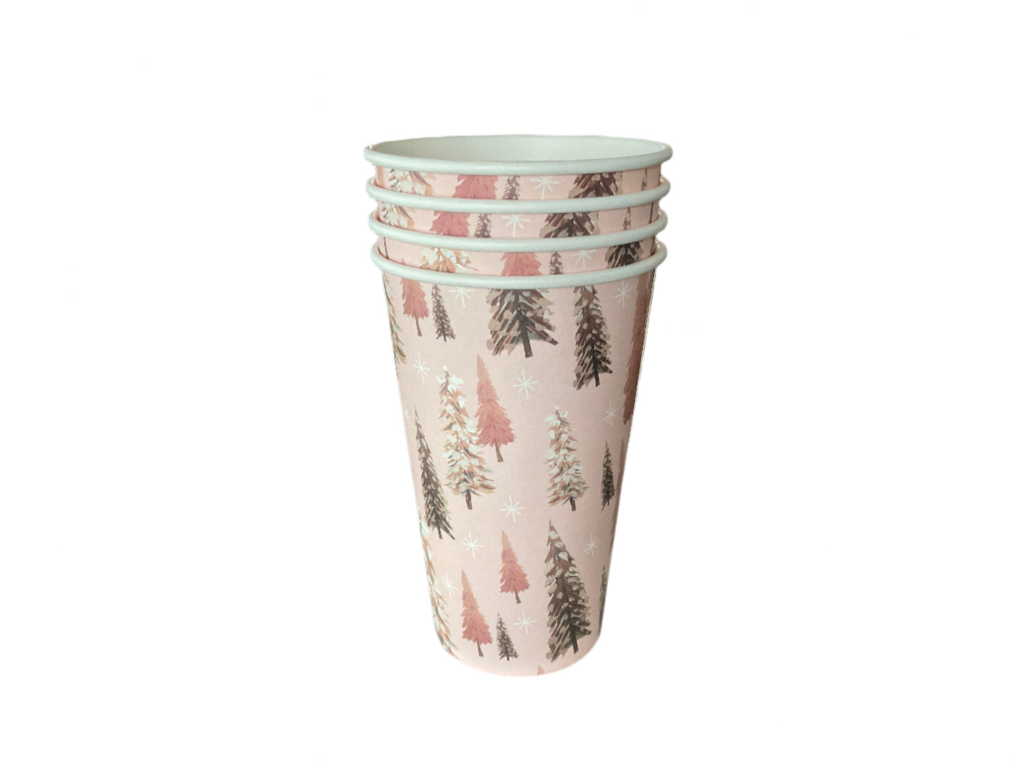 Pink Christmas tree disposable cups