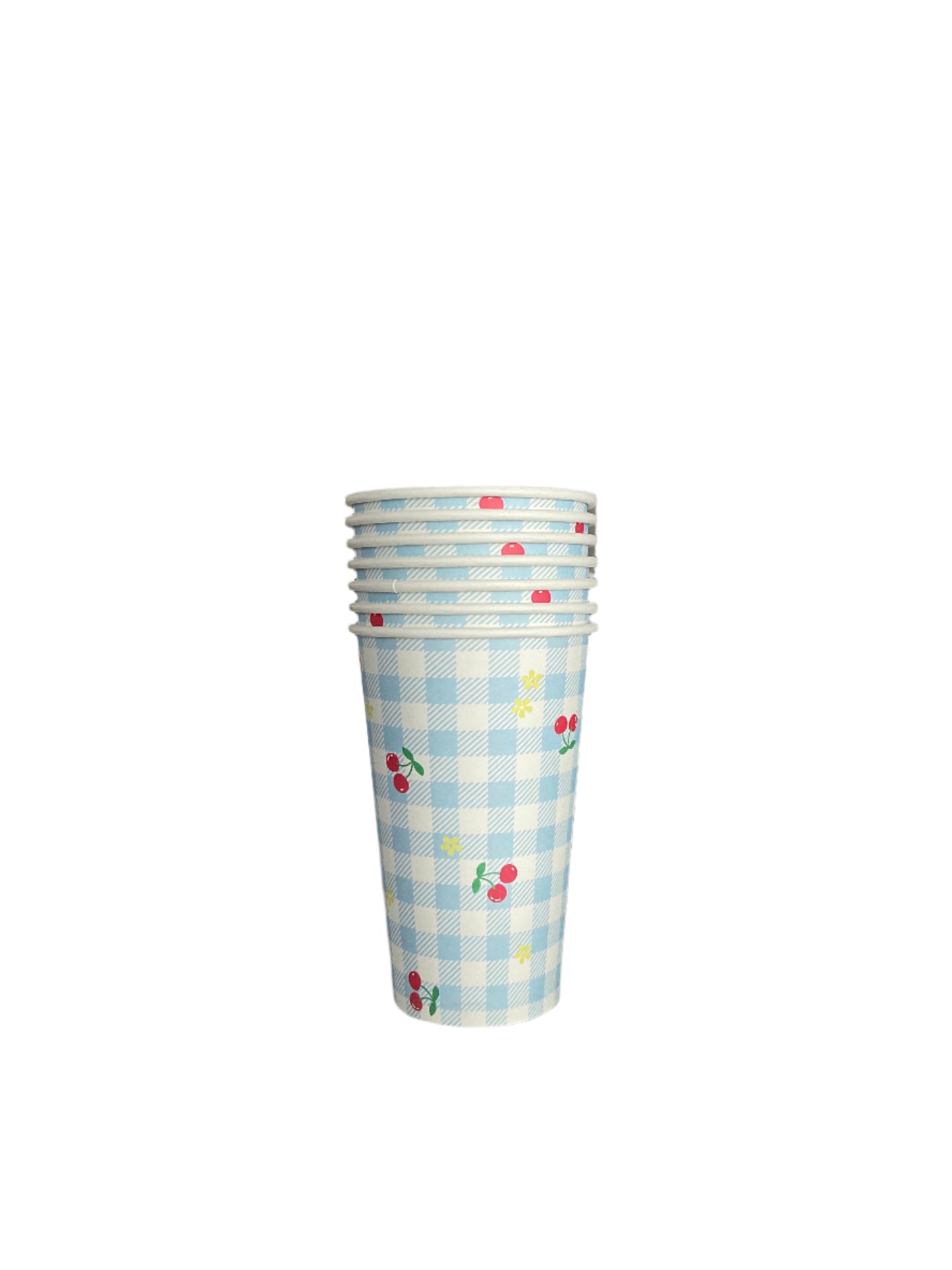 Blue Gingham Cherry Disposable Cups